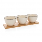 Ukiyo 3-delig serveerset met bamboe tray, wit